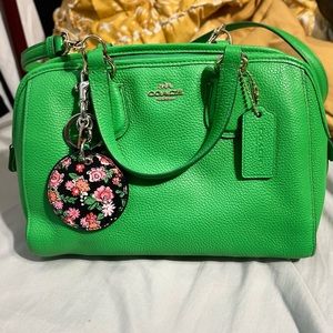 RARE - Coach Nolita Pebbled Leather Peacock Satchel Purse in Green